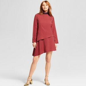 Who What Wear Red Striped Asymetrical Dress XS